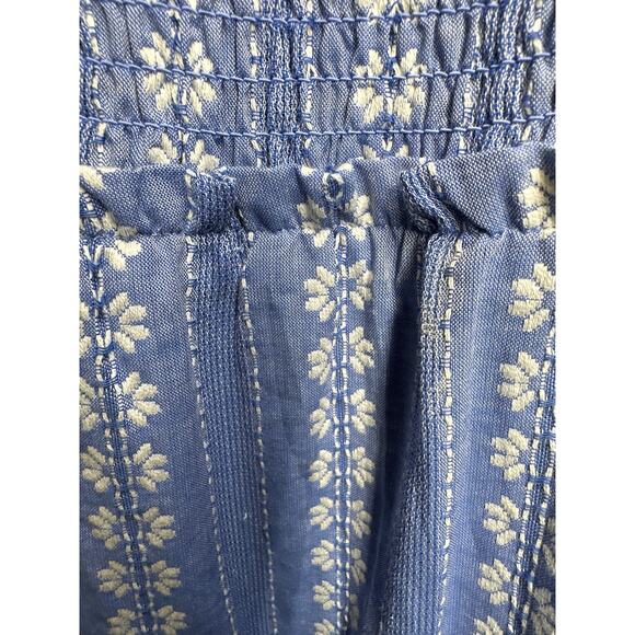 Draper James RSVP Tiered Maxi Dress Smocked Sleeveless with Tie Straps Blue XL - Picture 7 of 16